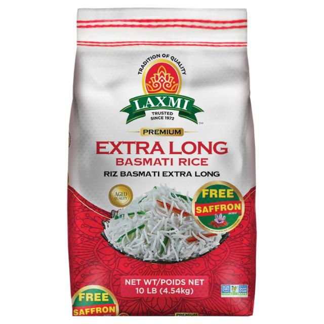 LAXMI EXTRA LONG BASMATI RICE W SAFFRON FRE4X10 LB