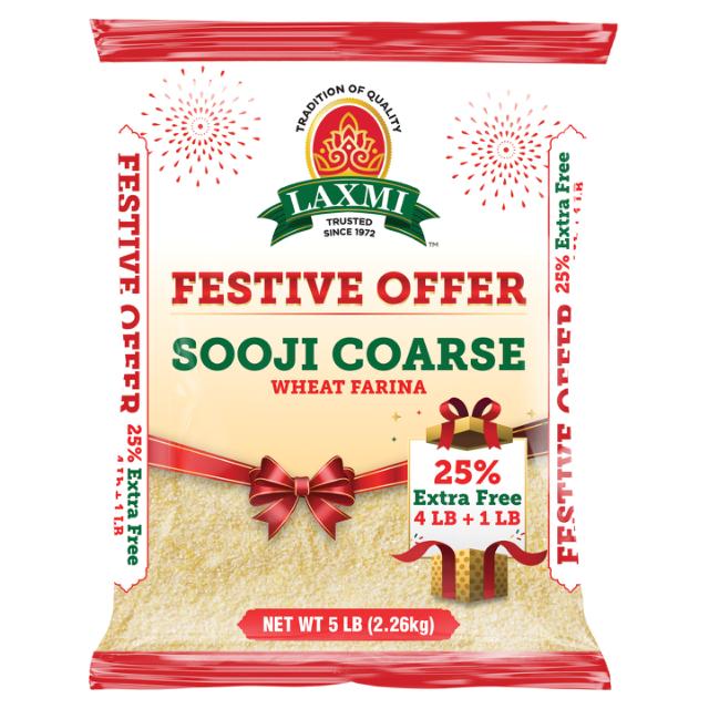 LAXMI SOOJI COARSE FEST PCK (4+1 LB) 8X5 LB