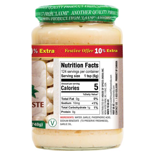 LAXMI GARLIC PASTE 12X(24+2.4 OZ) 26.4 OZ 10% EXT
