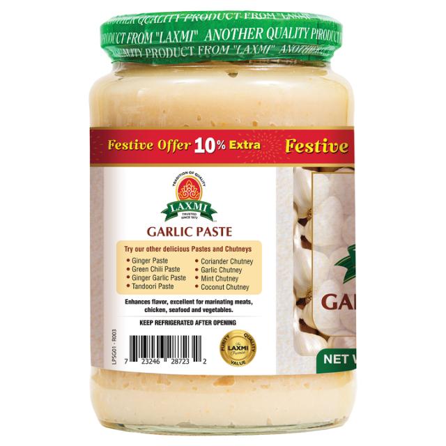 LAXMI GARLIC PASTE 12X(24+2.4 OZ) 26.4 OZ 10% EXT