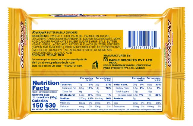PARLE KRACKJACK BUTTER MASALA 40X124.2 GM